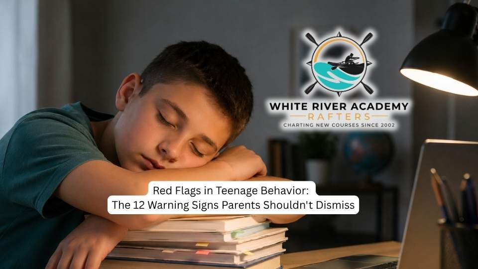 Red Flags in Teenage Behavior hero image of teen boy neglecting schoolwork.