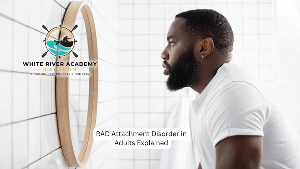 RAD Attachment Disorder in Adults hero image of an adult looking at themselves in the mirror.
